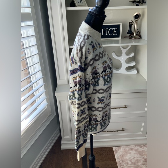 Vintage 80’S CLARISSA BELLINI Wool Ivory Knit Patterned Sweater Women’s SZ Small - Picture 10 of 16